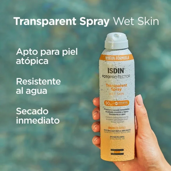 Fotoprotector ISDIN Transparent Spray Wet Skin - Imagen 2