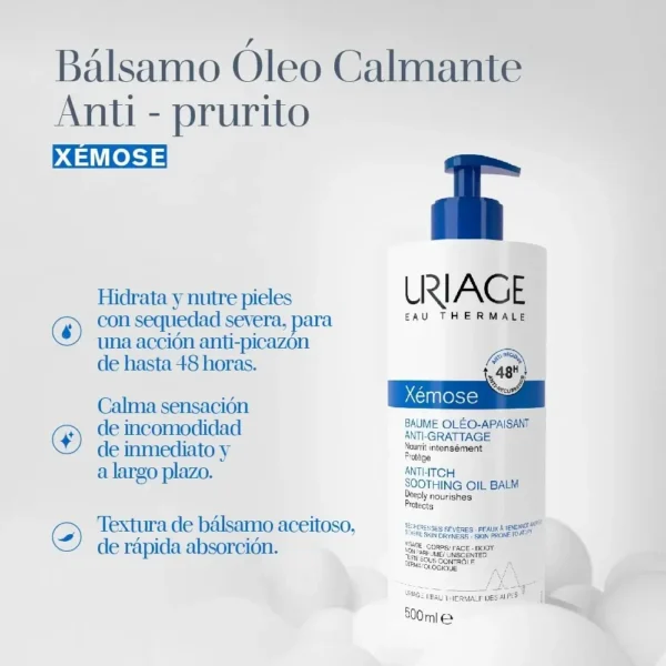 Uriage Xemose Bálsamo Oleo-Calmante Anti-picor, 500 ml - Imagen 2