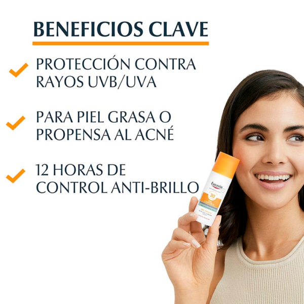 Eucerin oil control toque seco tono claro BLOQUEADOR SOLAR FACIAL - Imagen 3