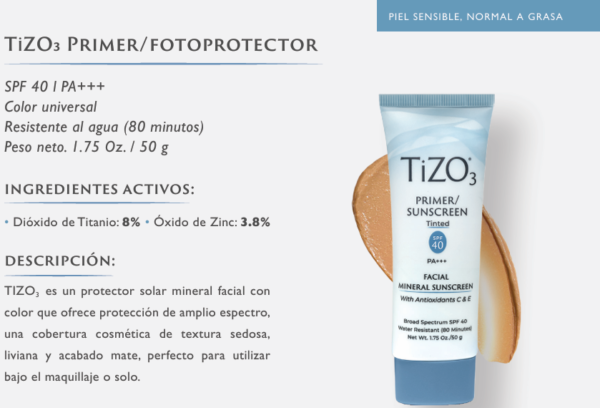 Tizo 3 mineral Primer Sunscreen Tinted BLOQUEADOR SOLAR - Imagen 2