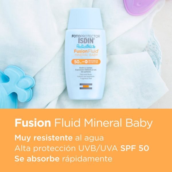 Fusion Fluid Mineral Baby Pediatrics SPF 50+ 50ml BLOQUEADOR SOLAR NIÑOS ISDIN - Imagen 2